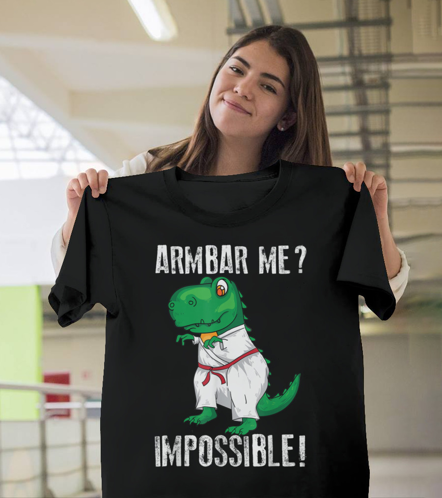 Armbar Me Impossible Cool Judo Dino in Gi with Red Belt T-Shirt