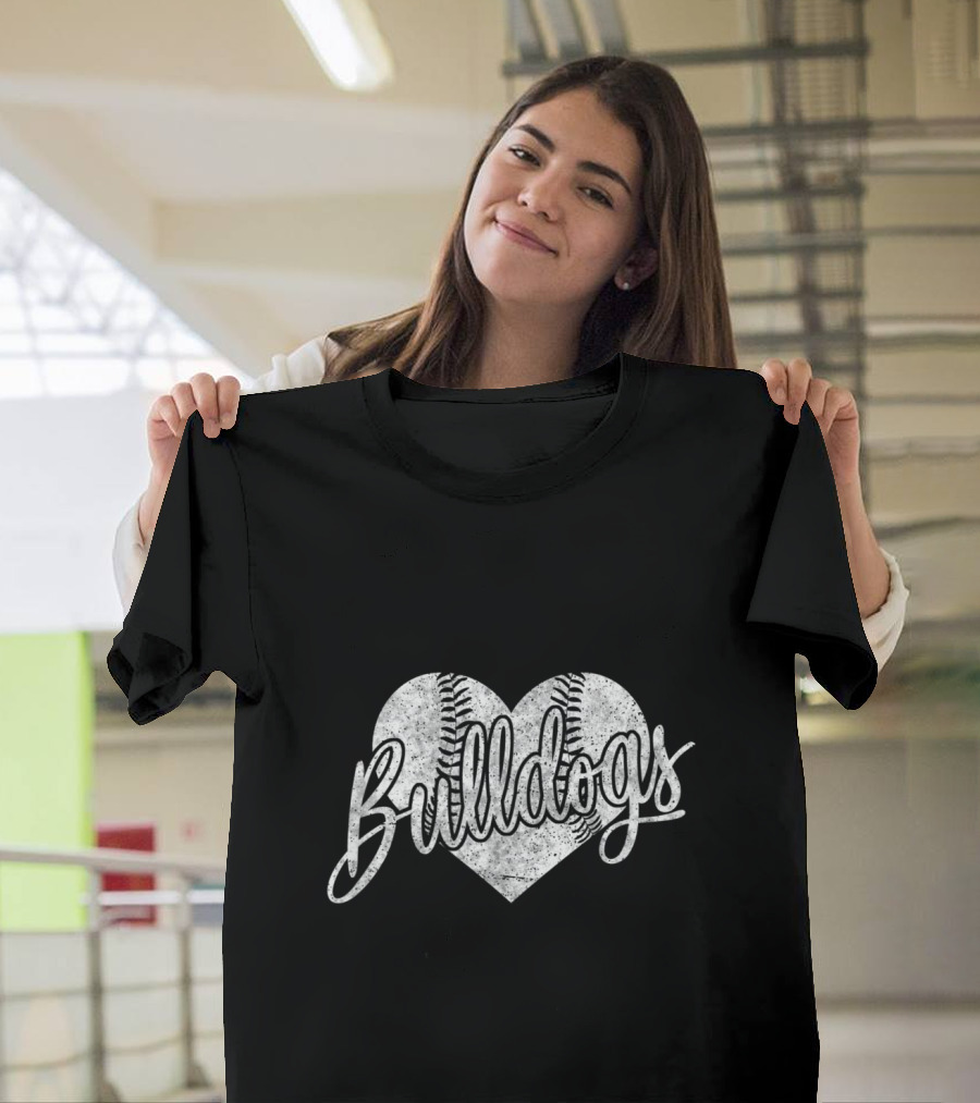 Bulldogs Baseball Softball Heart T-Shirt