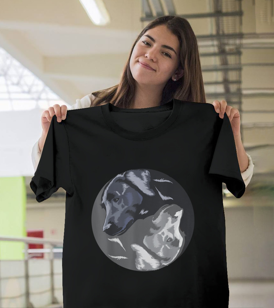 Cute Sweet Black and White Labrador Yin Yang Circle T-Shirt