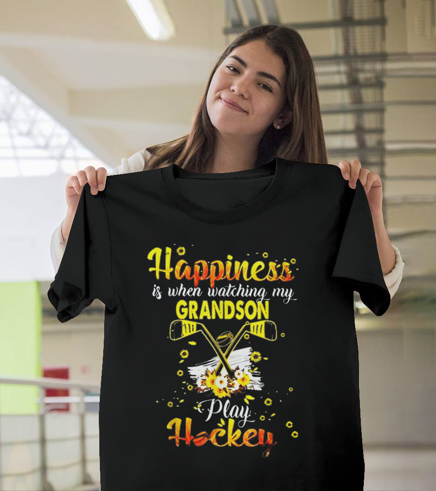 Happiness Is When Watching My Grandson Play Hockey T-Shirt