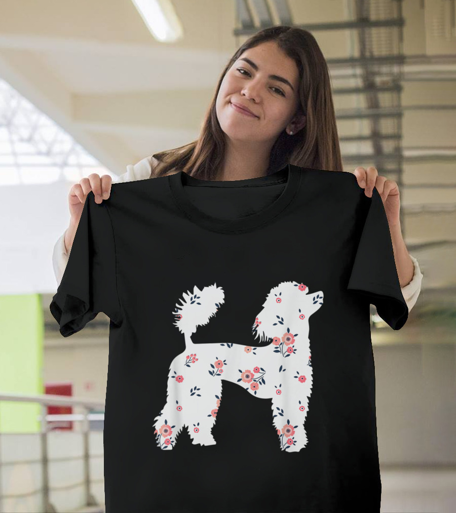Funny Poodle Cute Dog Flower T-Shirt