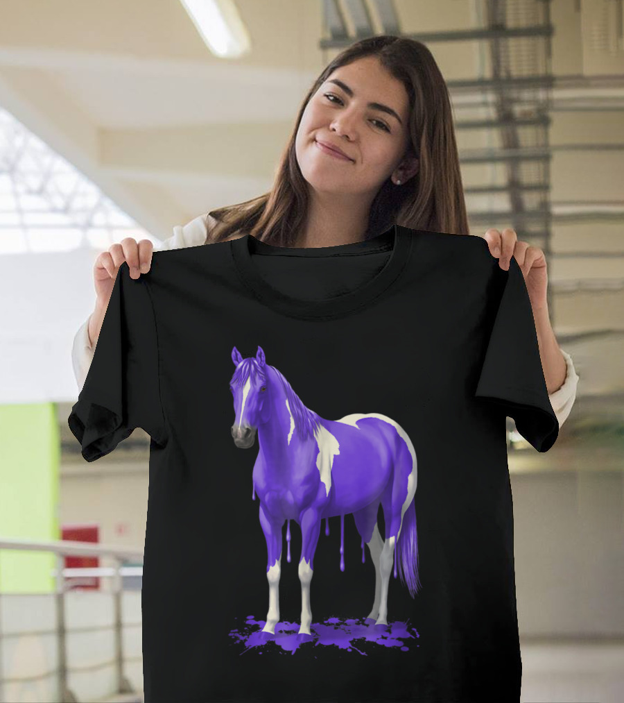 Funny Purple Wet Paint Tobiano Horse T-Shirt
