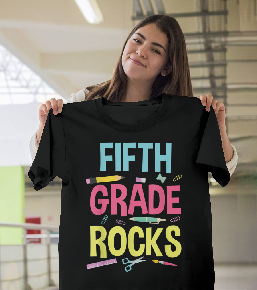 Fifth Grade Rocks Teacher Supplies T-Shirt