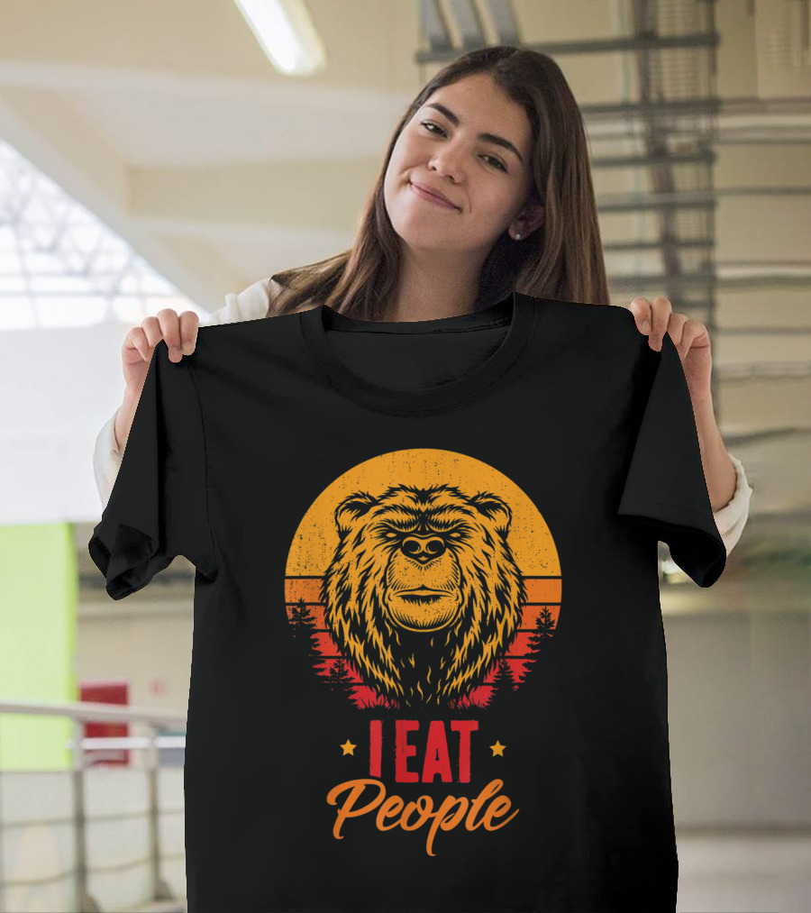 I Eat People Bear Sunset Camping Hiking Fun T-Shirt