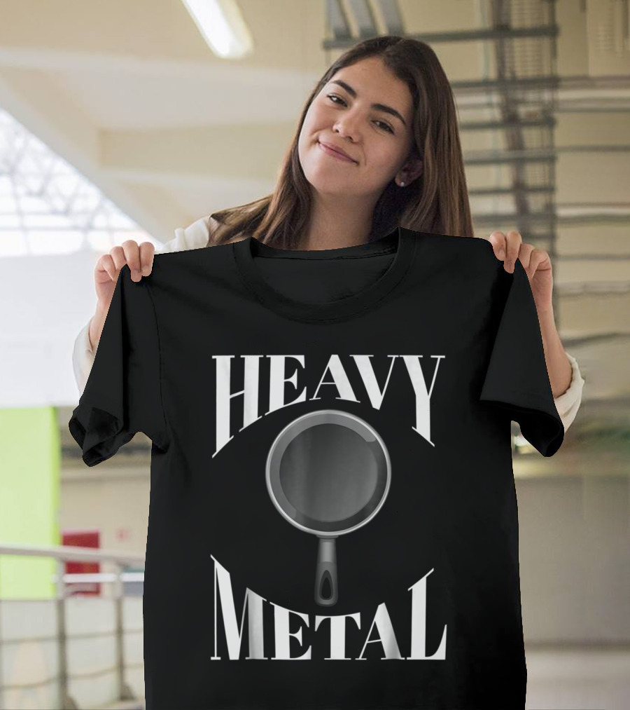 HEAVY METAL Cast Iron Cooking Frying Pan Fun T-Shirt