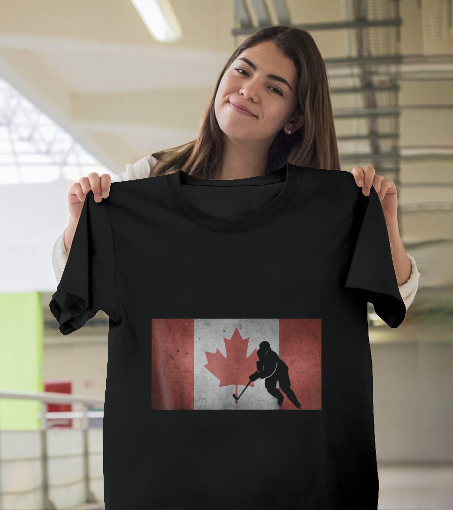 Canadian Flag Hockey Player Silhouette Team Canada Pride T-Shirt