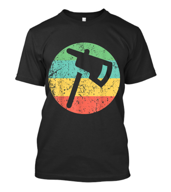 Firefighter Fireman Vintage Axe Retro Style Stripe Design Circle T-Shirt