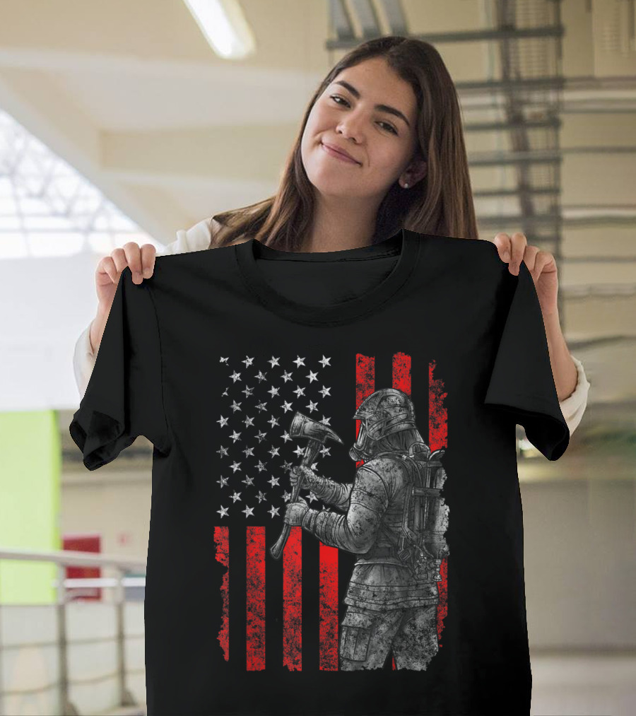 Firefighter Flag American Pride Hero Graduation T-Shirt