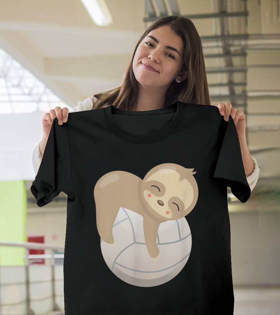 Baby Sloth Relaxing on Volleyball Ball T-Shirt