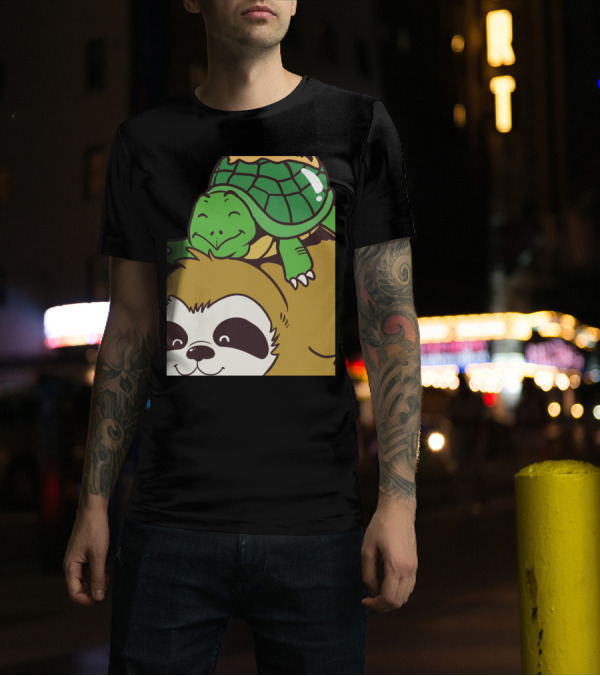 Funny Running Wild Sloth Turtle Ride T-Shirt