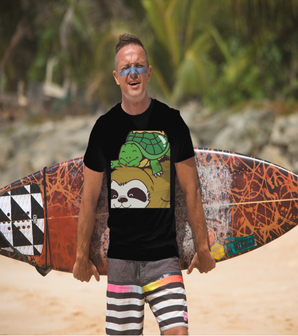 Funny Running Wild Sloth Turtle Ride T-Shirt