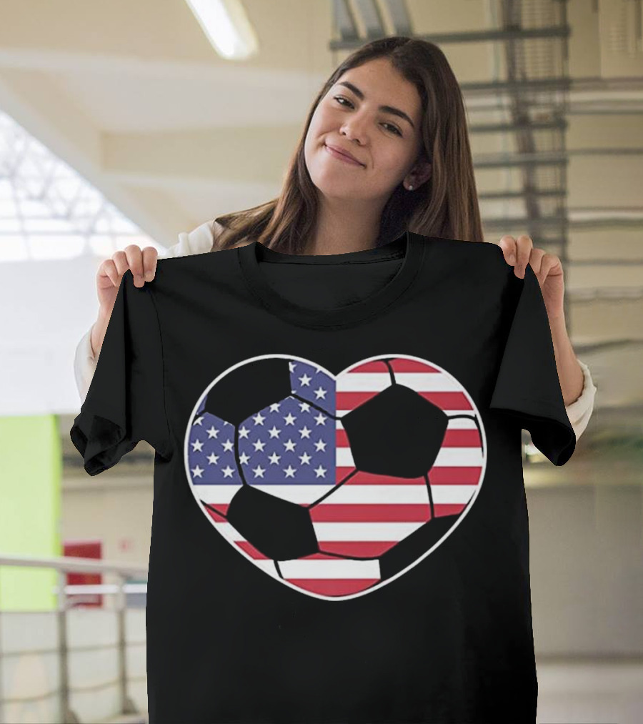 United States Flag Heart Soccer Jersey T-Shirt