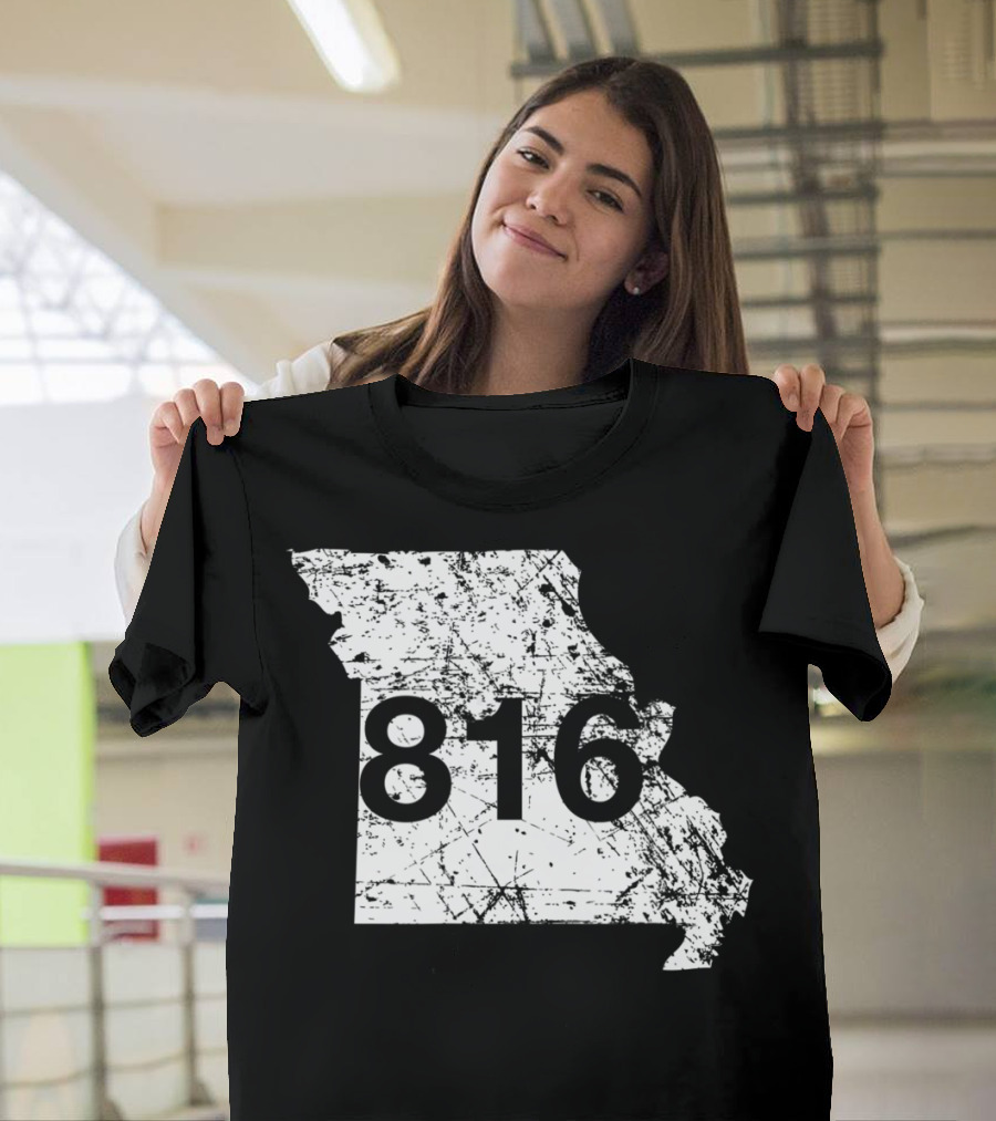 Missouri State Map 816 Area Code Kansas City St. Joseph T-Shirt