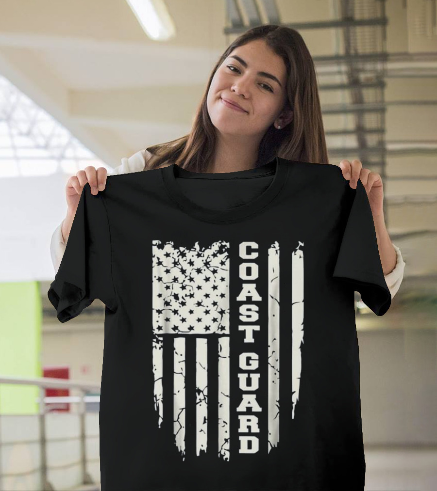 US Coast Guard American Flag Distressed T-Shirt