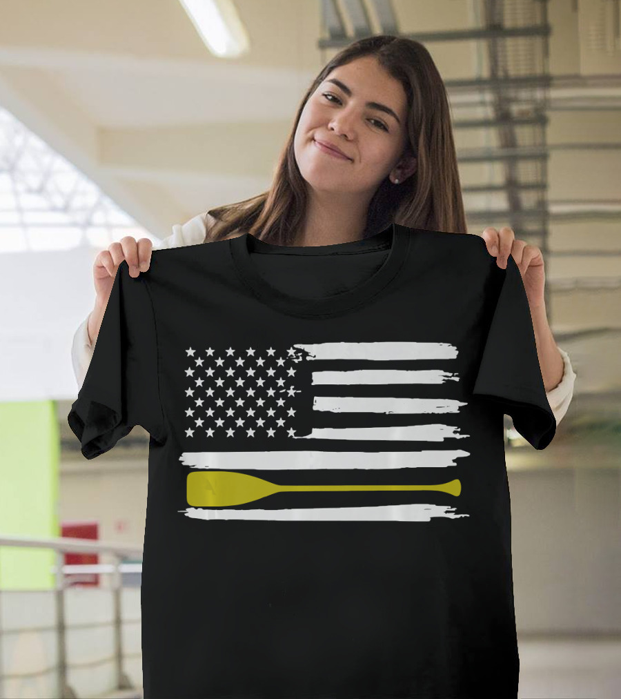 USA Flag with Rowing Oar T-Shirt