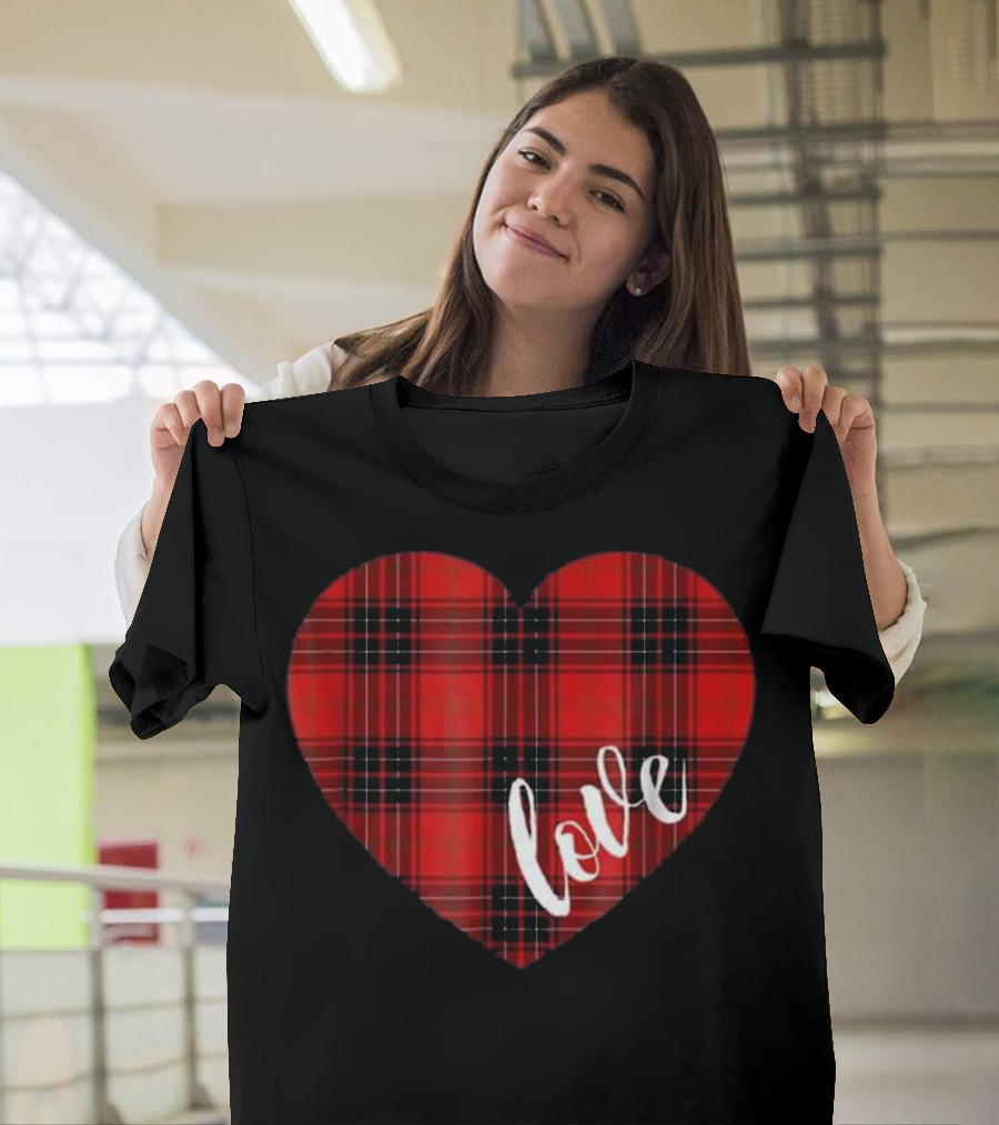 Valentines Day Love Plaid Heart T-Shirt