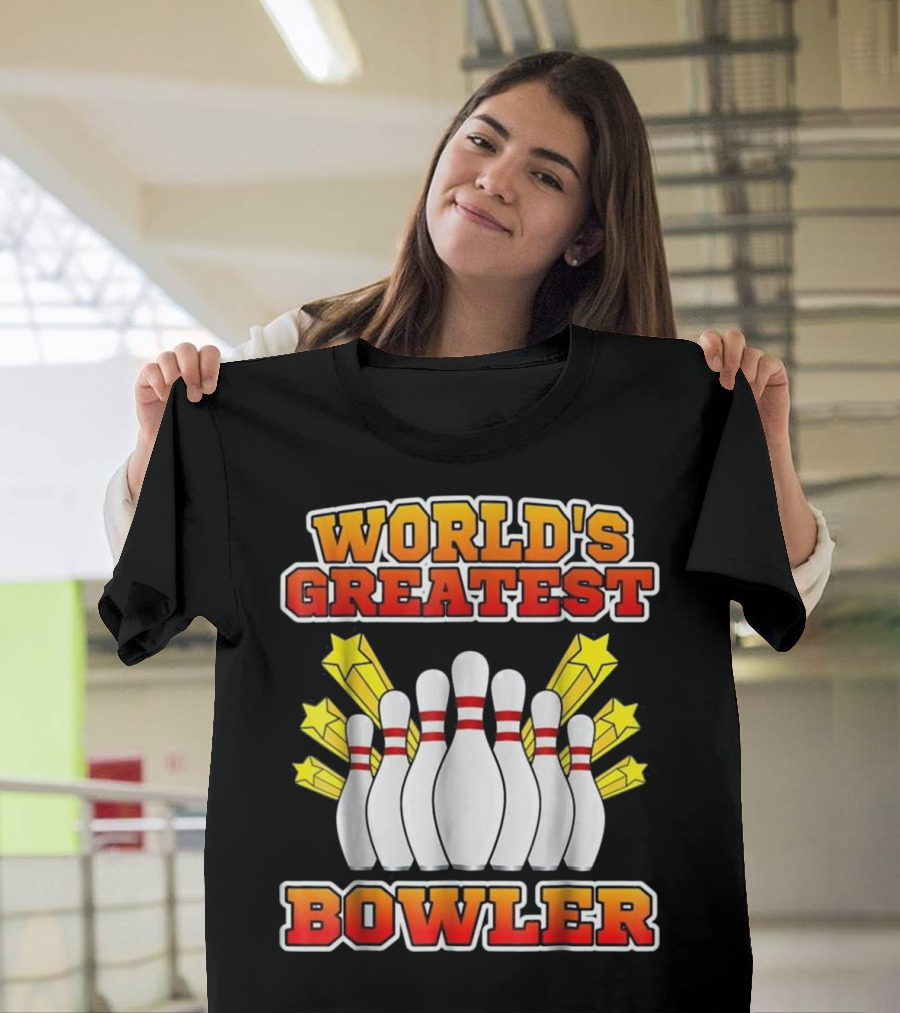 World's Greatest Bowler Bowling Pins and Stars T-Shirt
