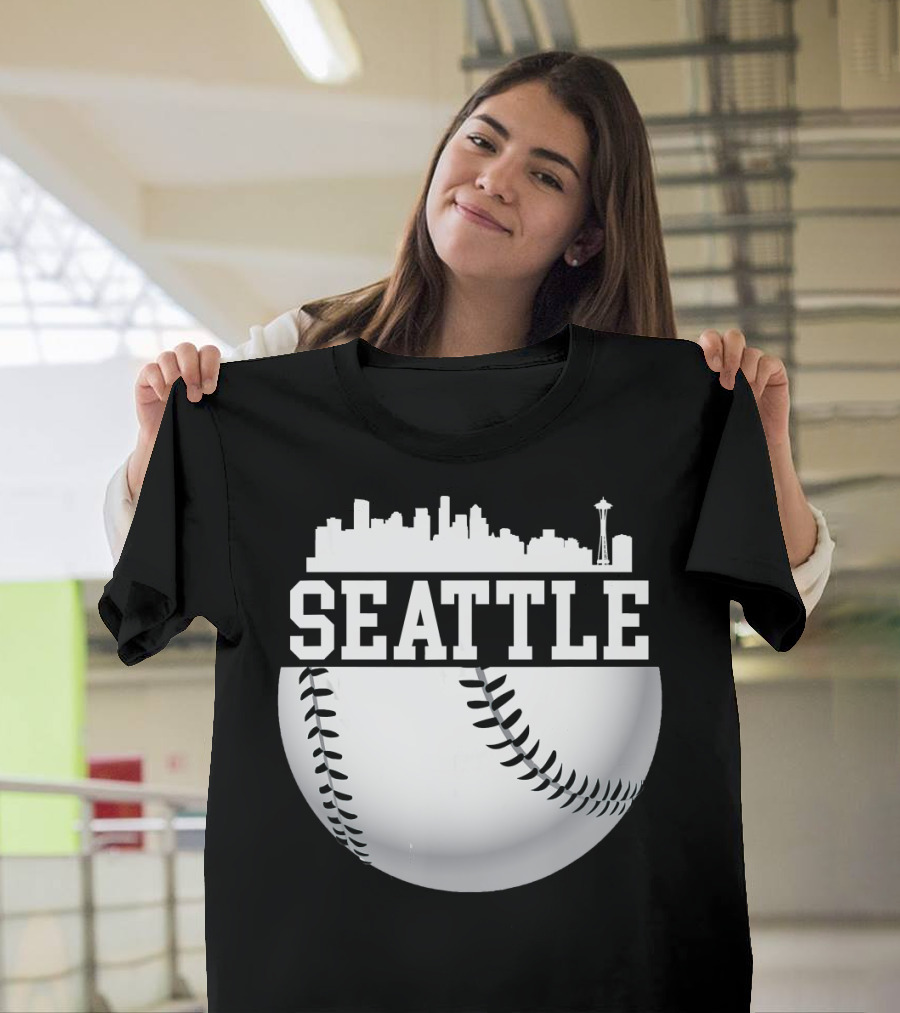 Vintage Seattle Baseball Skyline Iconic T-Shirt