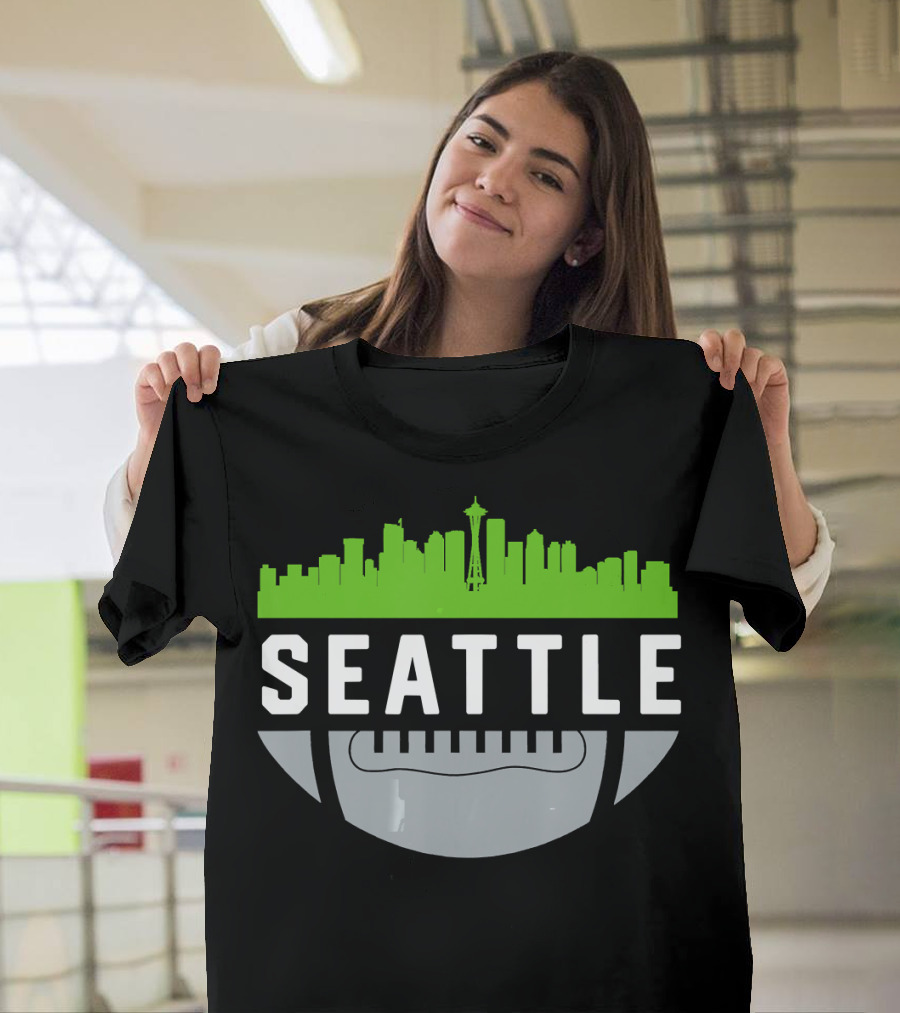 Seattle Skyline Vintage Downtown Washington Football T-Shirt