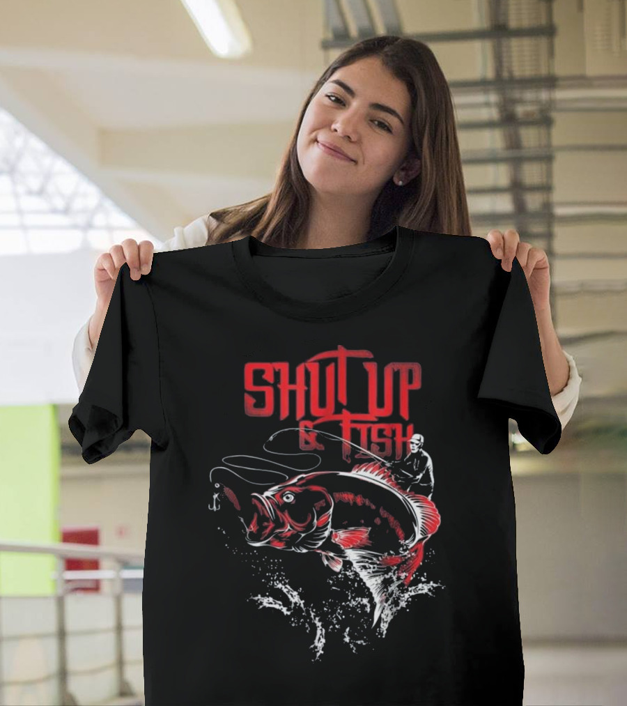 Shut Up and Fish Vintage Fishing Saying T-Shirt