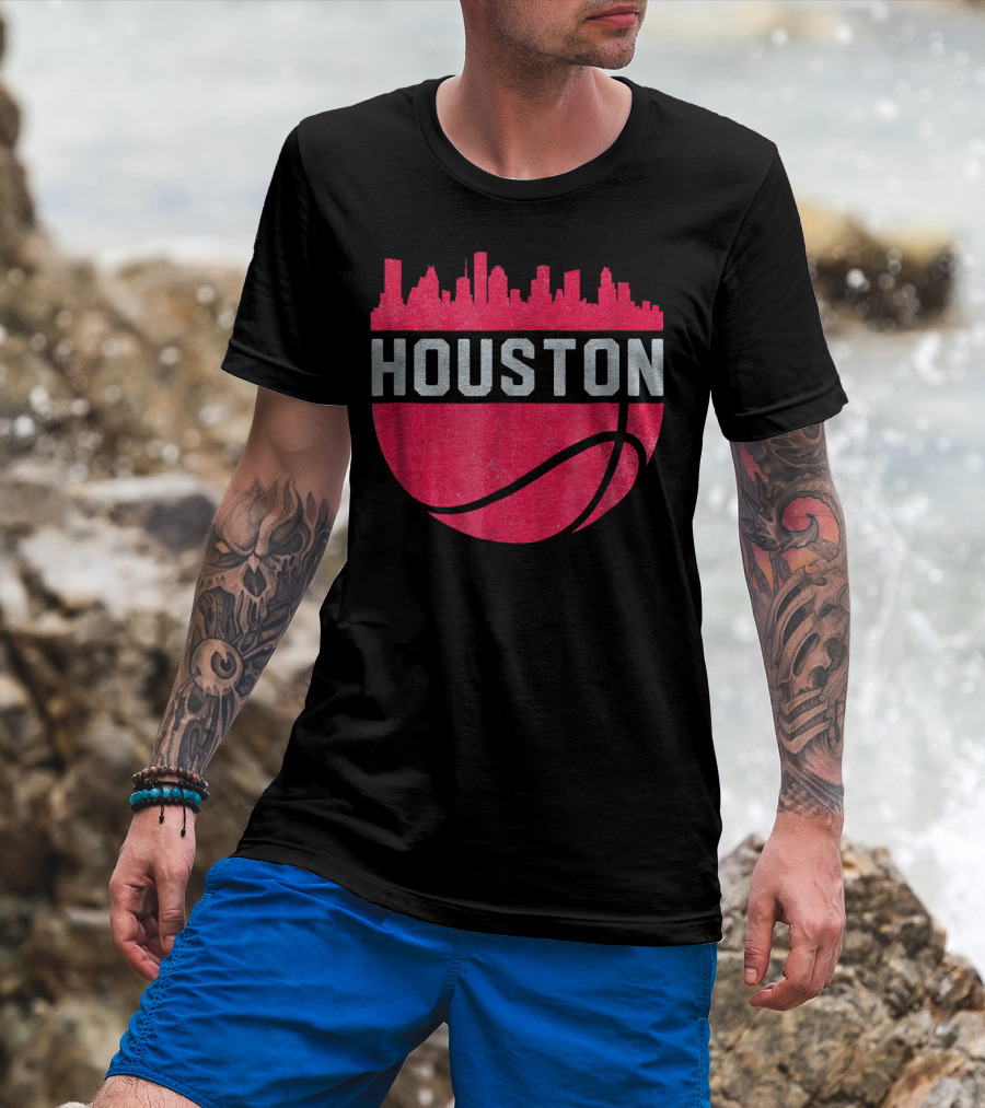 Houston Cityscape Basketball T-Shirt