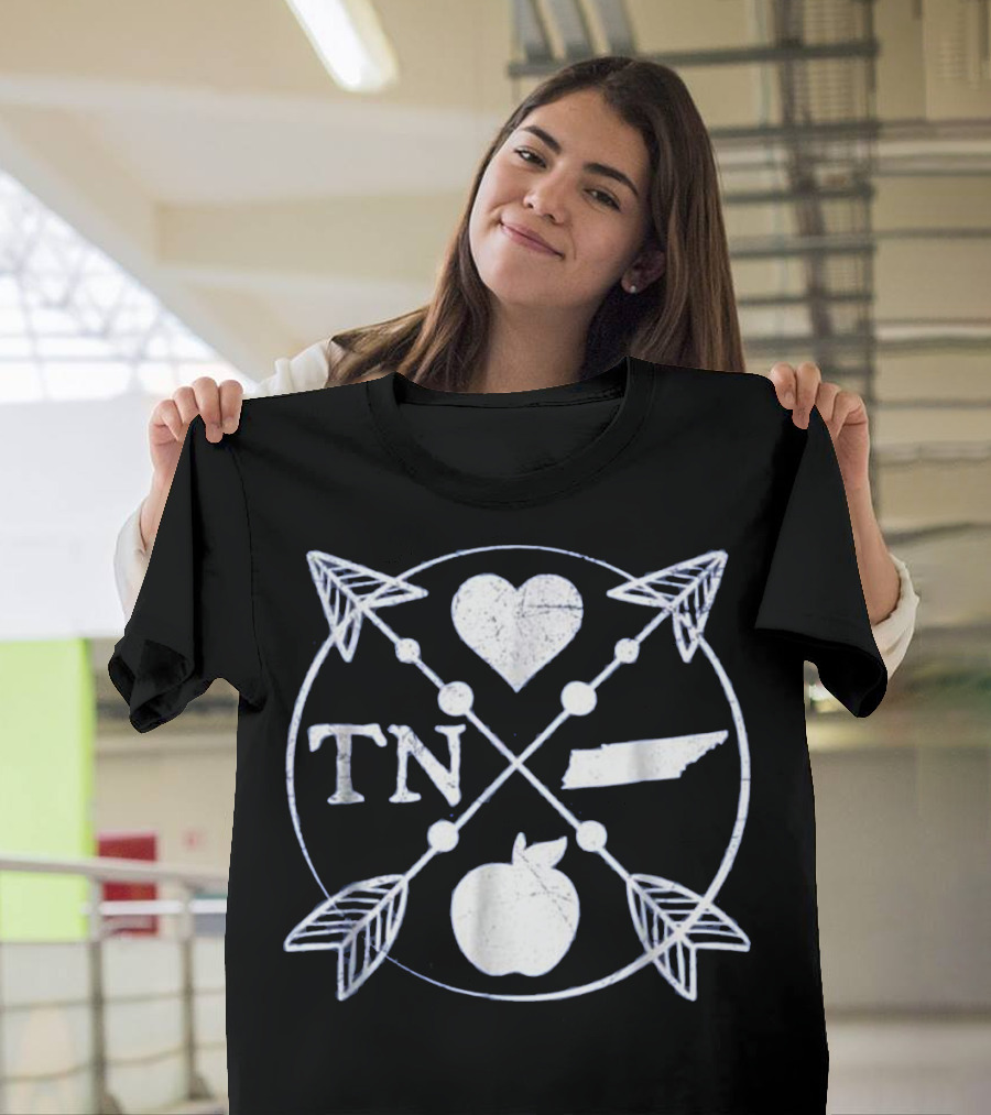 TN Arrow Heart Apple Map Retro Home State T-Shirt