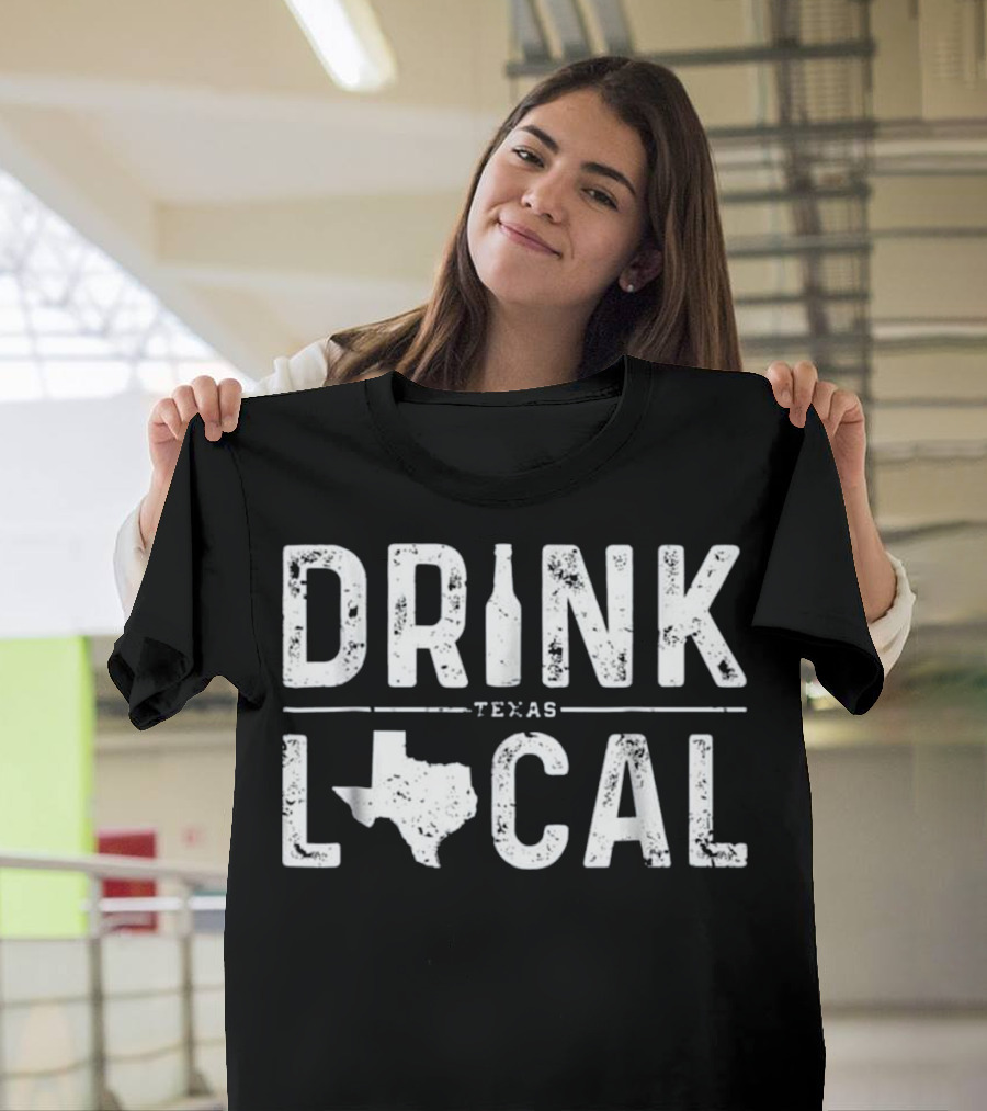 Texas Drink Local TX Brewmaster Texas Map Bottle T-Shirt