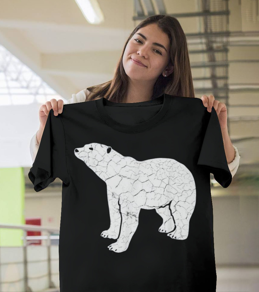 Vintage Polar Bear Cracked Texture T-Shirt
