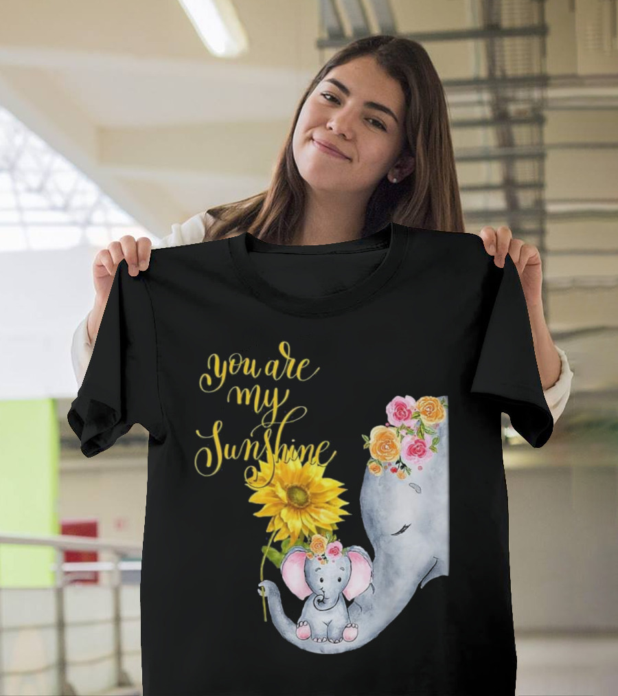 You Are My Sunshine Elephant Sunflower Hippie Floral T-Shirt