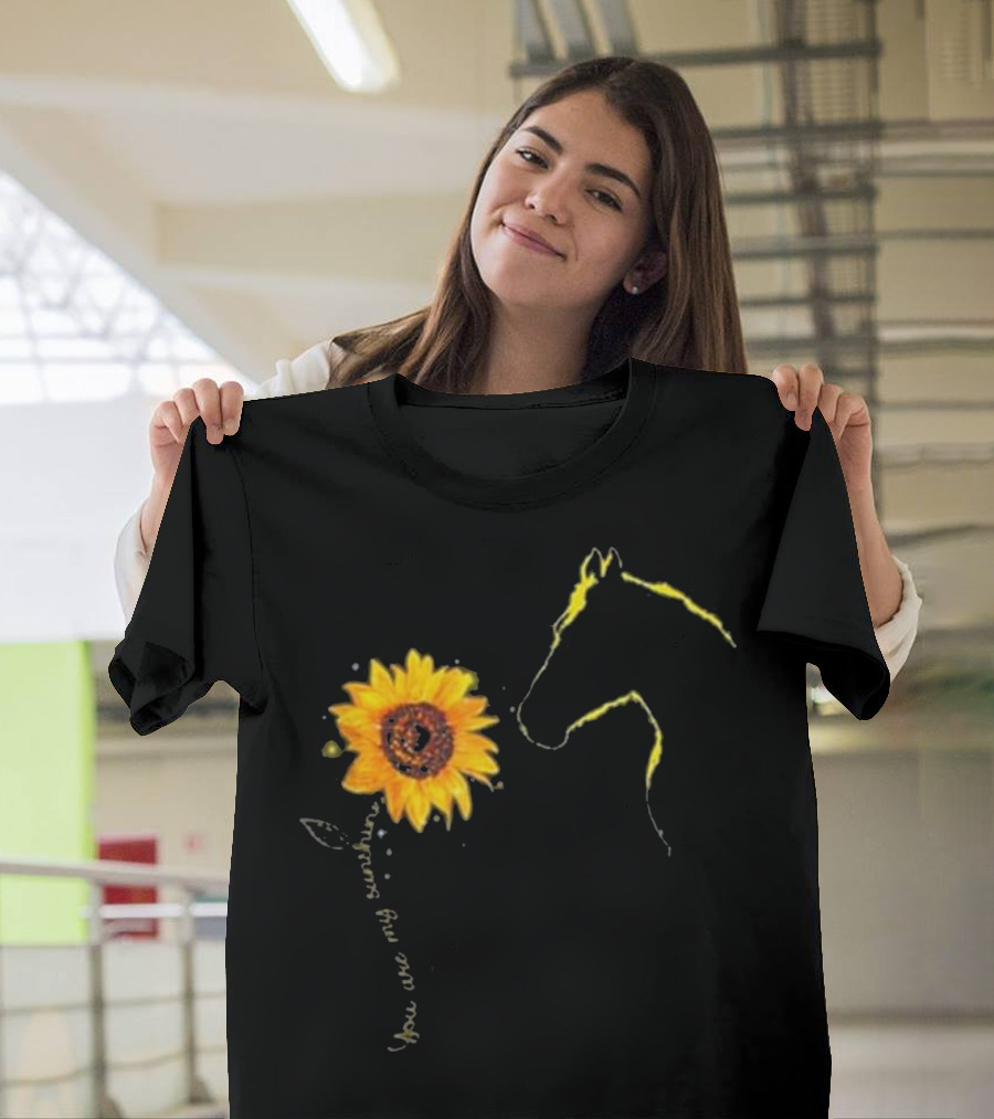 You Are My Sunshine Sunflower Horse Outline T-Shirt