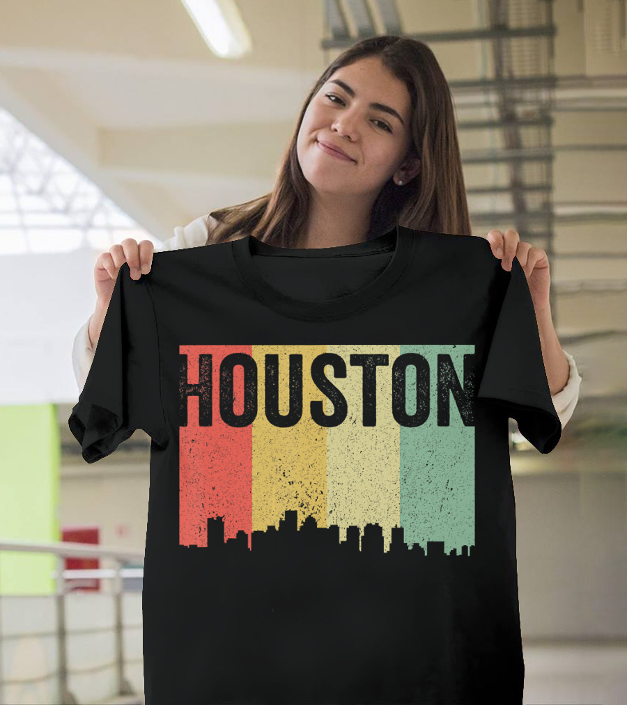 Retro Houston Skyline Vintage Souvenir Texas T-Shirt