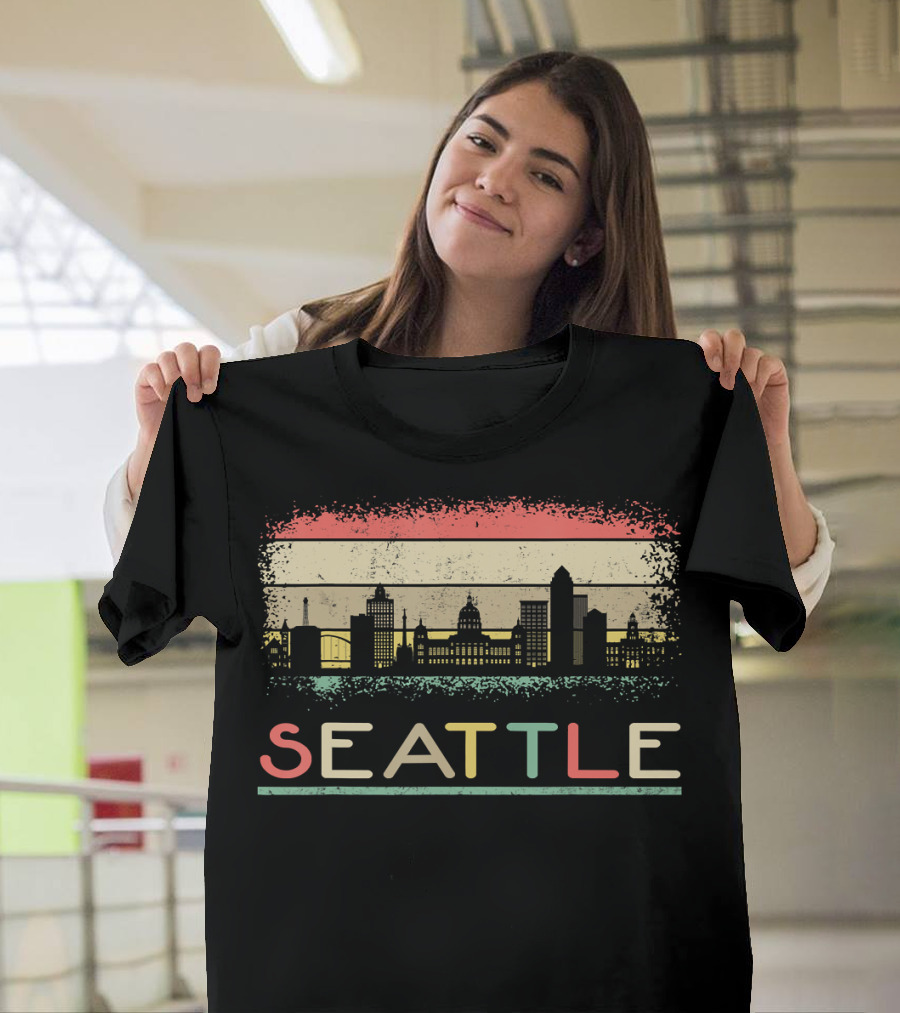Seattle Vintage Retro Skyline Washington T-Shirt