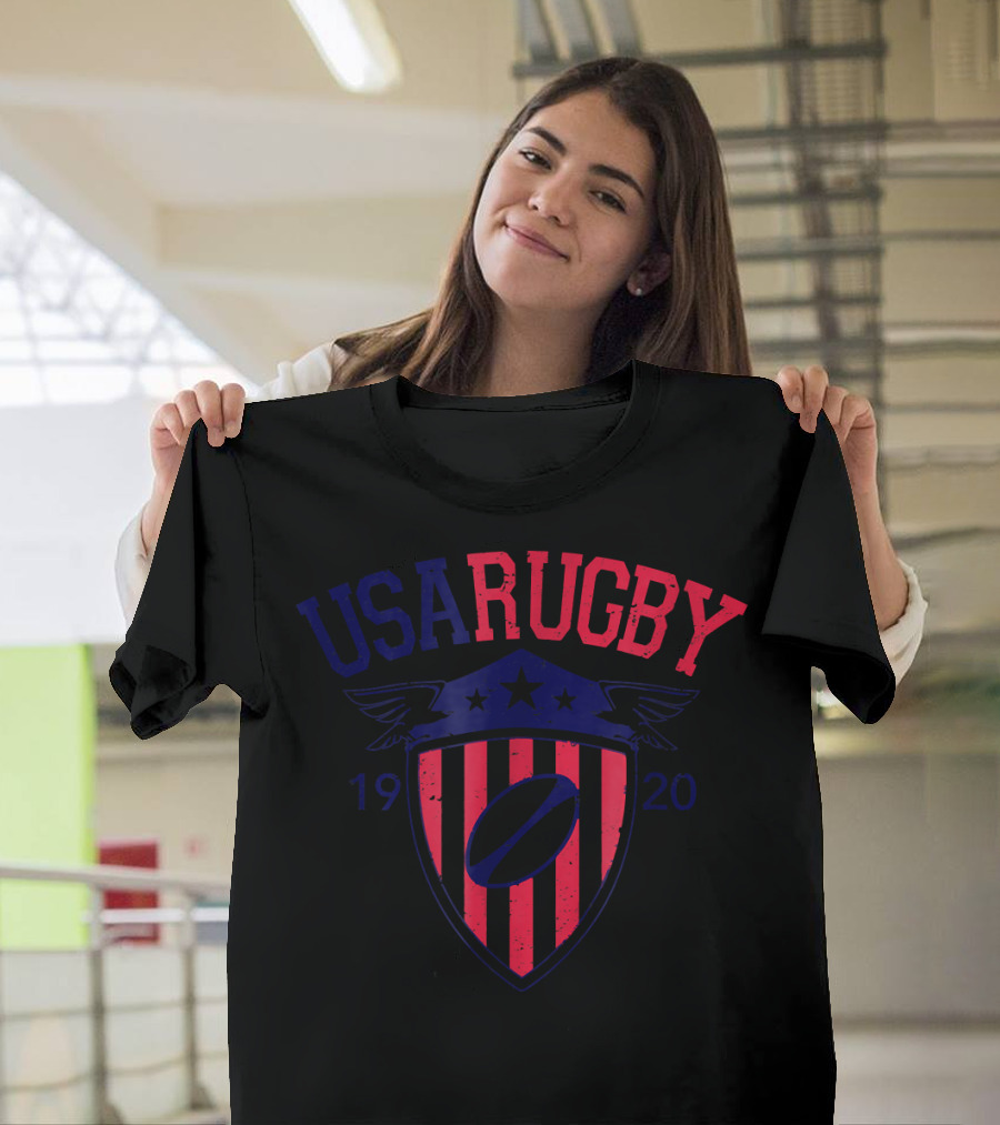 USA Rugby 1920 Vintage Patriotic Shield T-Shirt