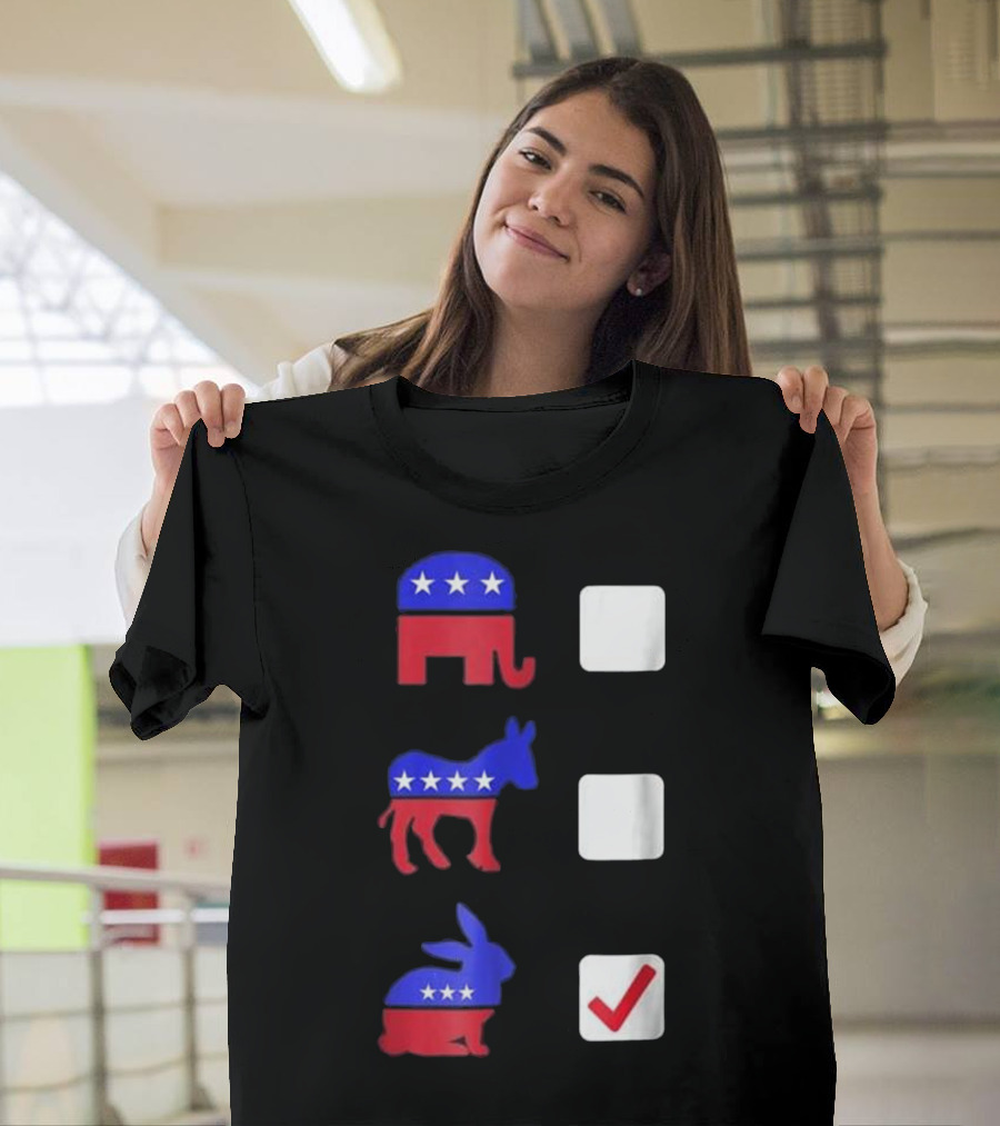 Vote Bunny Rabbit Funny Pet Rabbit With Patriotic Colors and Political Symbols T-Shirt