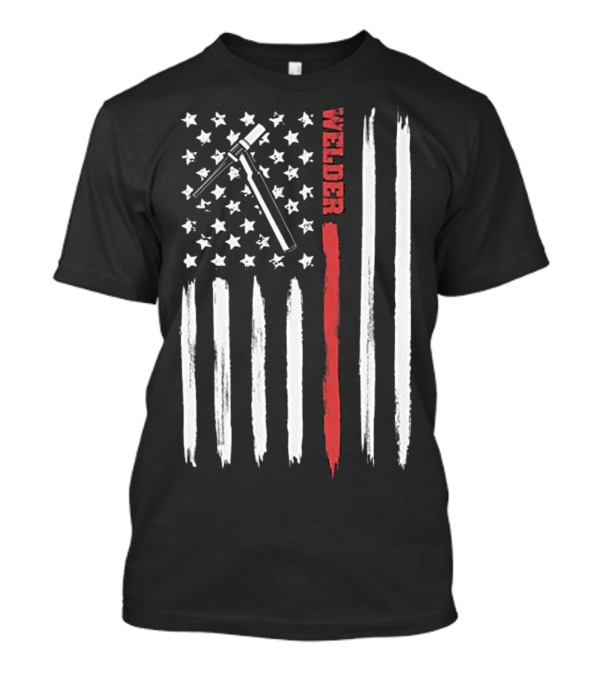 Welding Cool Tig Welder Torch Pipeliner American Flag T-Shirt