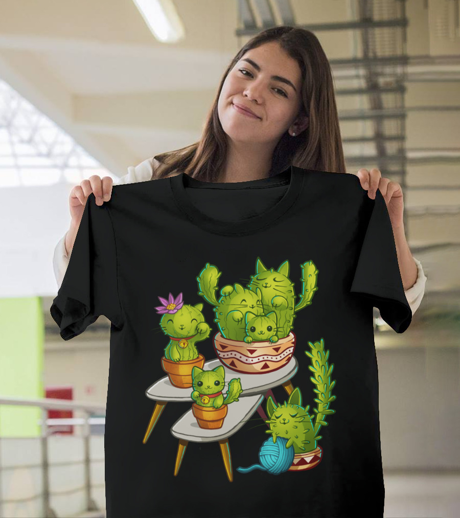 Cat Cactus on Tables T-Shirt