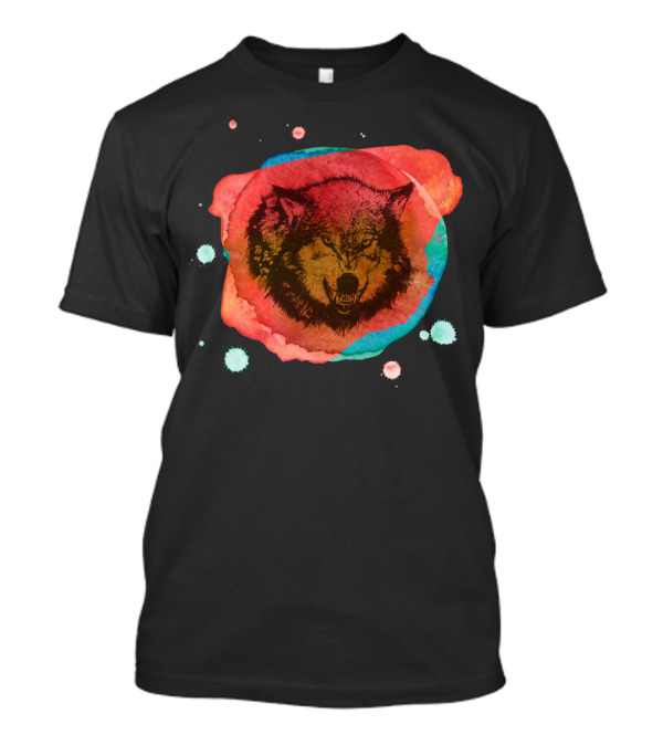 Angry Wolf Watercolor Splash T-Shirt