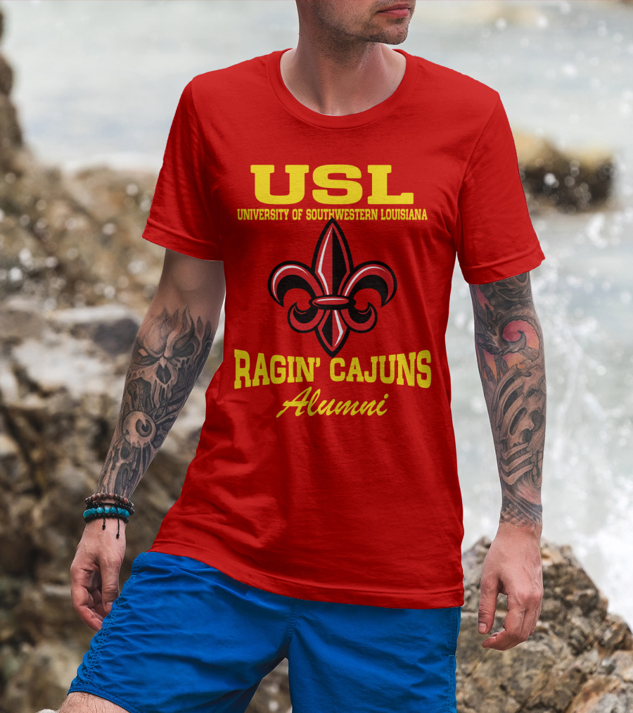 USL University Of Southwestern Louisiana Ragin' Cajuns Alumni Fleur-de-Lis T-Shirt