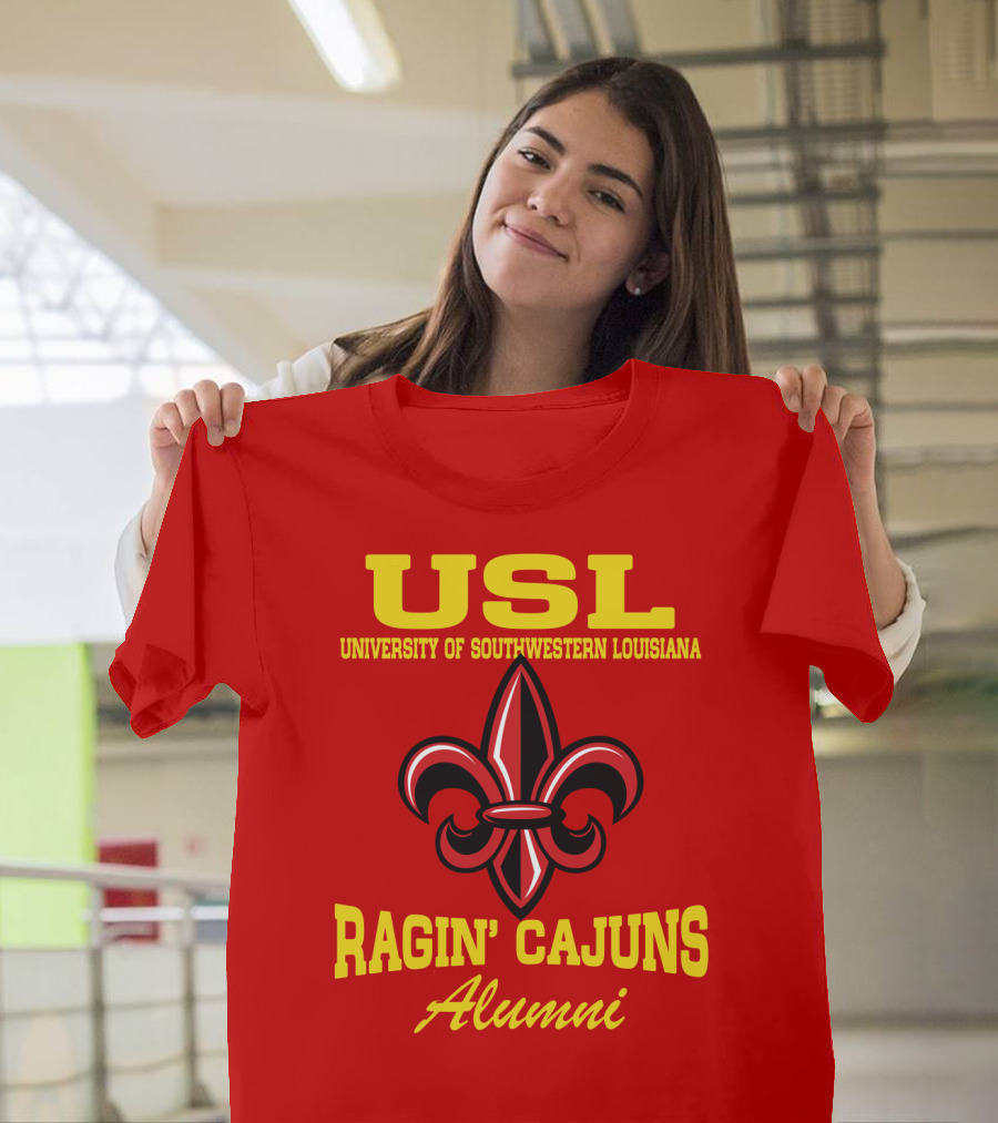 USL University of Southwestern Louisiana Ragin' Cajuns Alumni Fleur-de-Lis T-Shirt