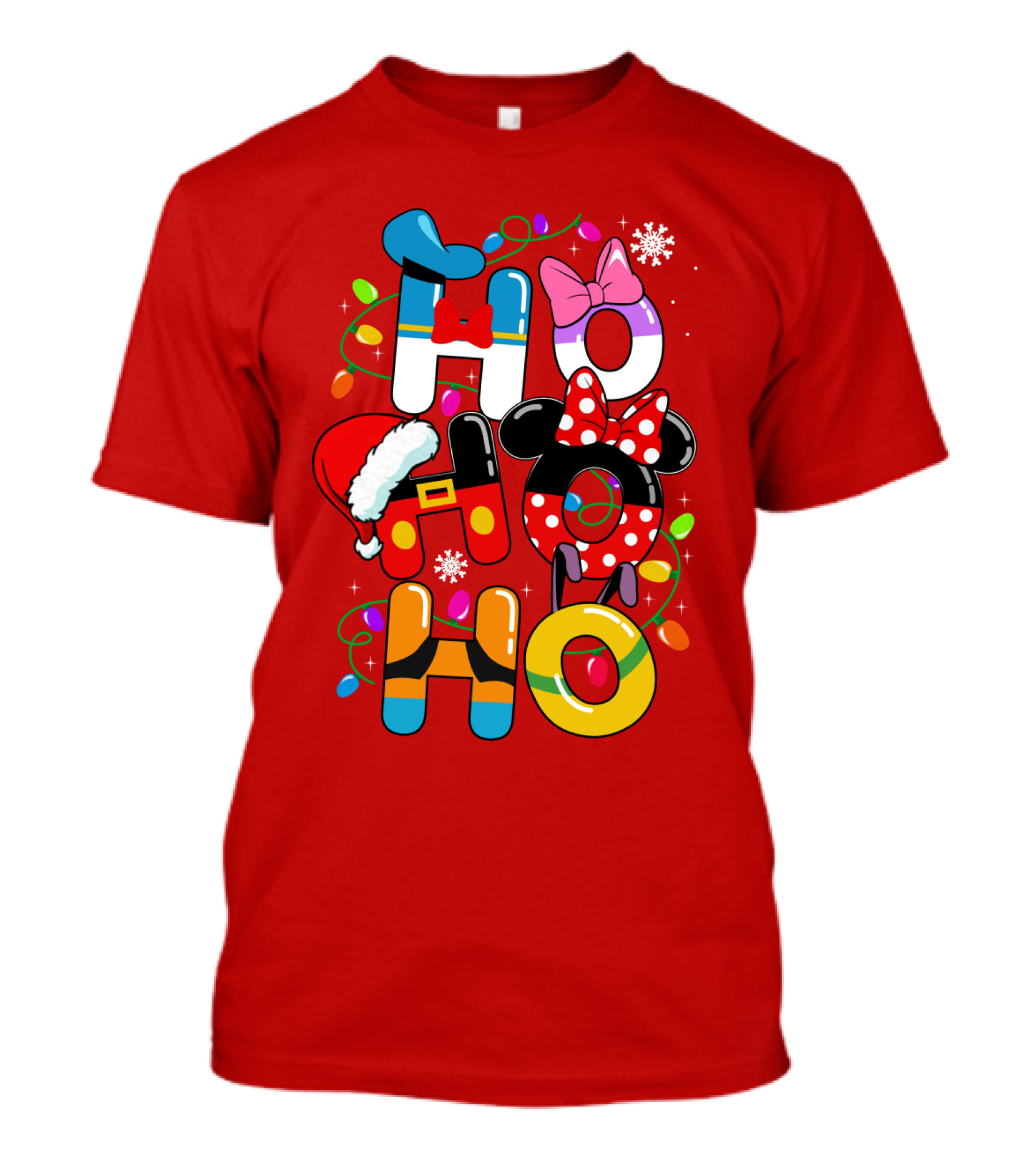 HO HO Christmas Lights Mickey Minnie Disney Holiday T-Shirt