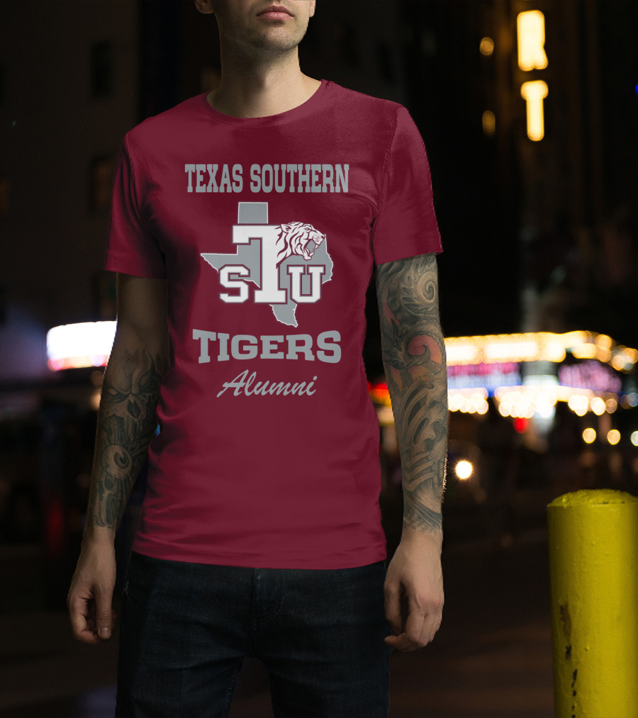Texas Southern Tigers TSU Alumni Texas Outline T-Shirt