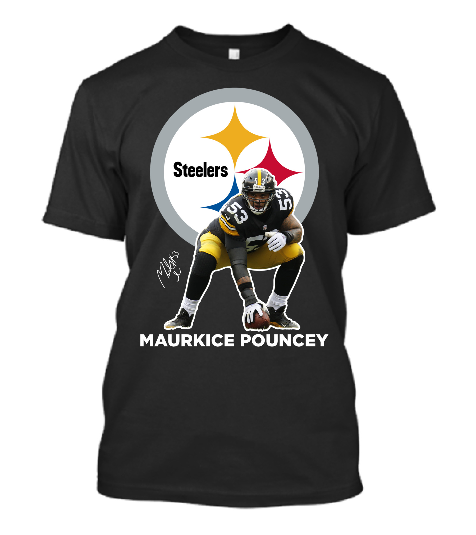 Steelers Maurkice Pouncey Number 53 Football Player Signature Steelers T-Shirt