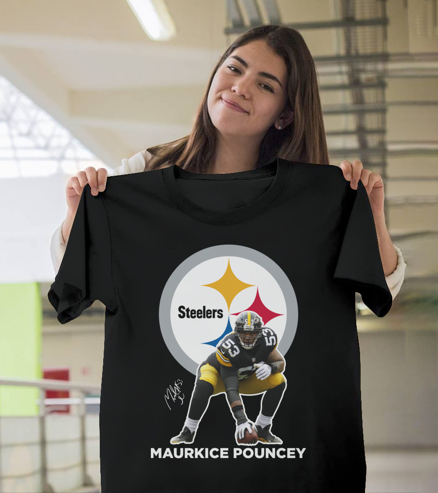 Steelers Maurkice Pouncey Number 53 Football Player Signature Steelers T-Shirt