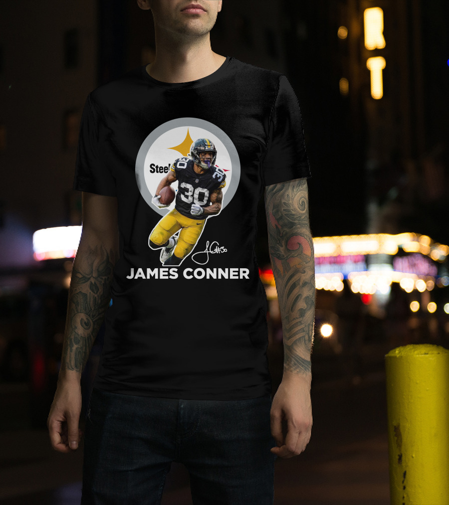 Steelers James Conner #30 Football Player Signature T-Shirt