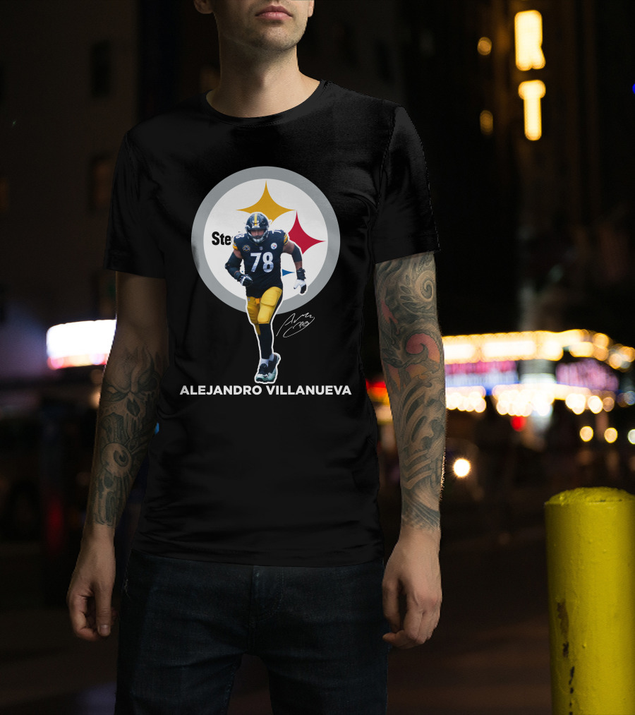 Steelers Alejandro Villanueva 78 Player Signature T-Shirt