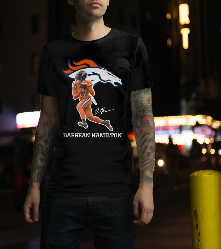 Daesean Hamilton Denver Football Broncos 17 Signature T-Shirt