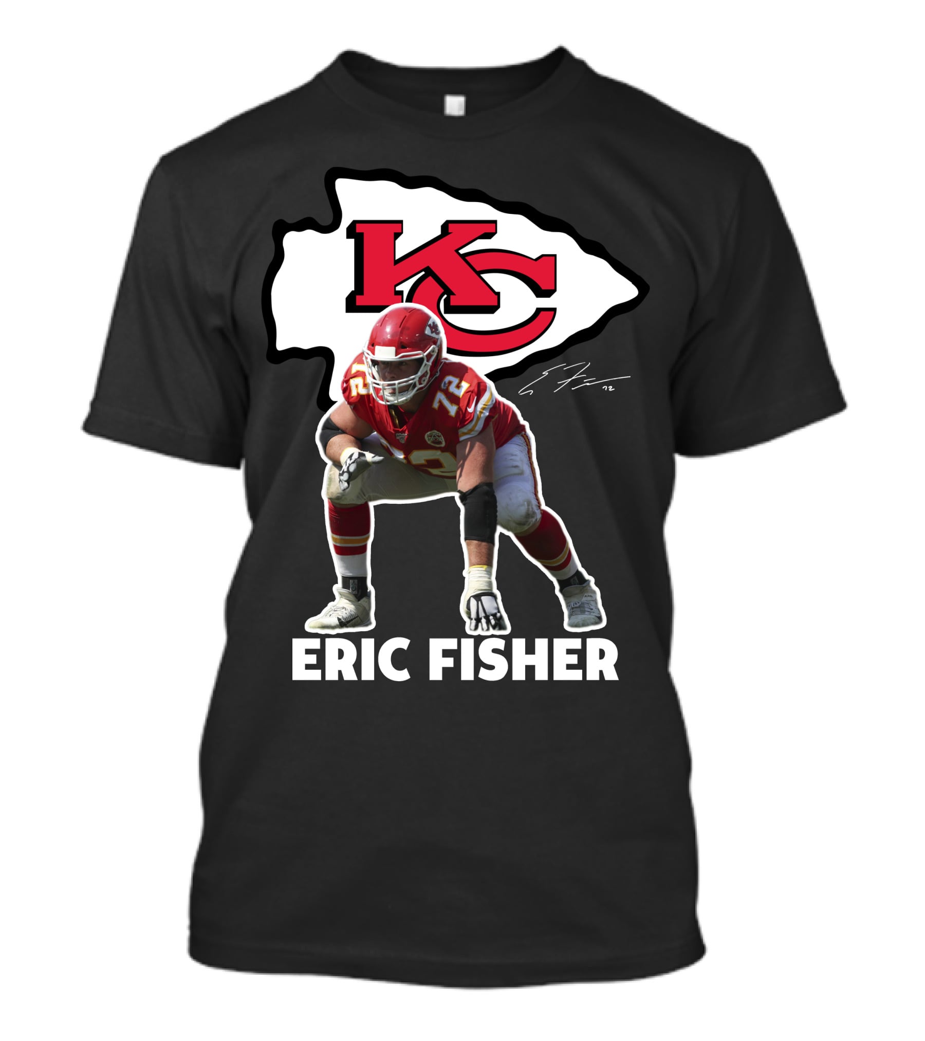 KC Chiefs Eric Fisher 72 Football Signature T-Shirt