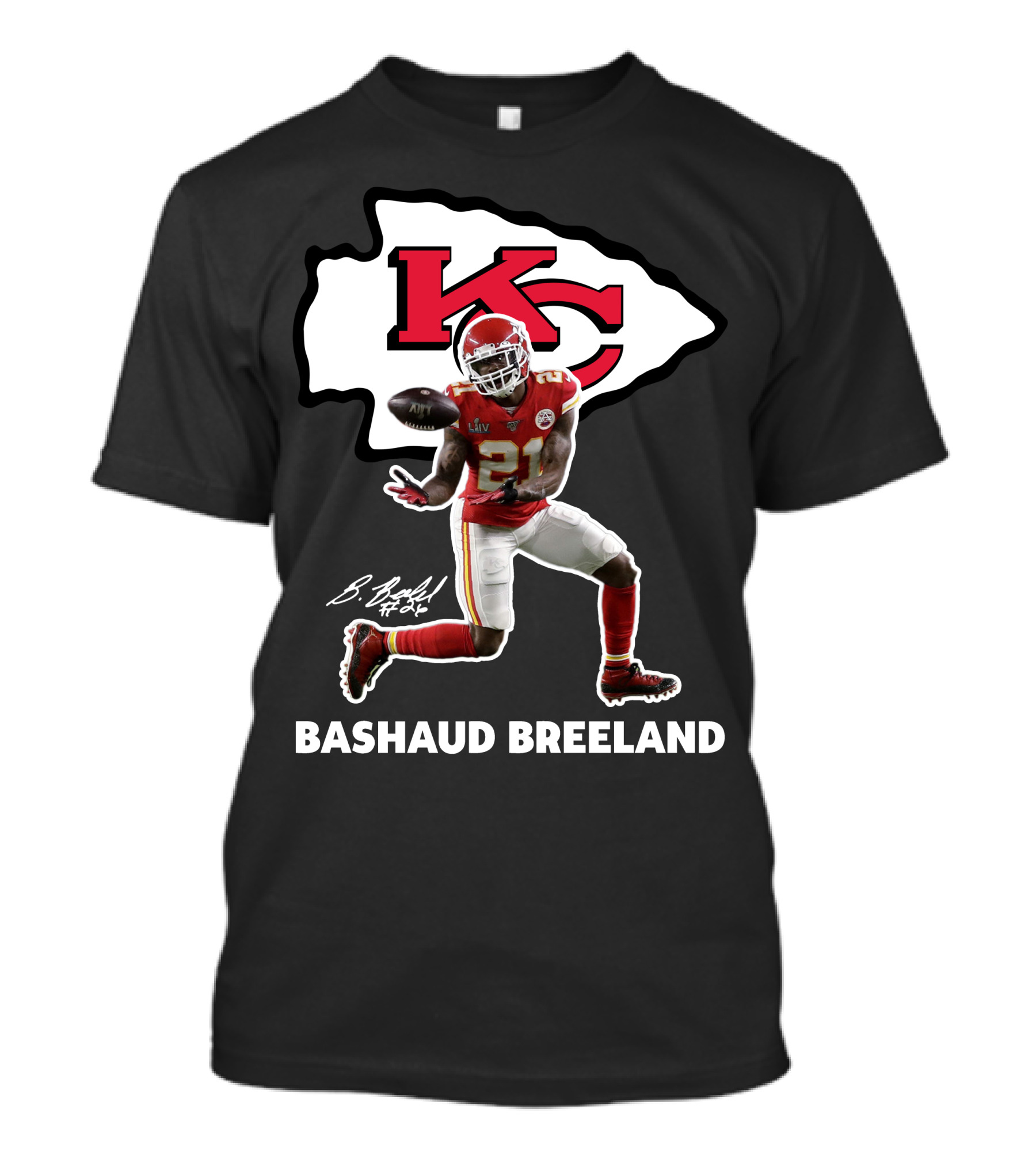 Bashaud Breland Kansas City Chiefs Super Bowl Liv 21 Kc Logo Signature T-Shirt