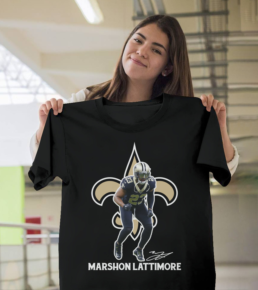 Marshon Lattimore 23 New Orleans Football Fleur-de-Lis T-Shirt