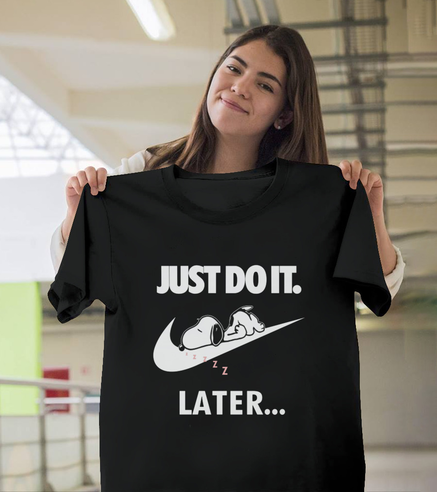 Snoopy Just Do It Later Nike Swoosh T-Shirt